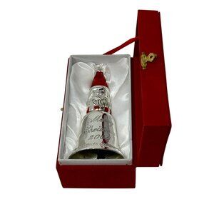 2005 Santa Christmas Bell Limited Edition Silver-Plated Ornament- Red Velvet Box
